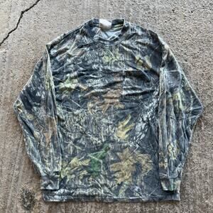 VINTAGE Y2K CAMO LONG SLEEVE POCKET T-SHIRT REALTREE FADED GREEN MENS LARGE
